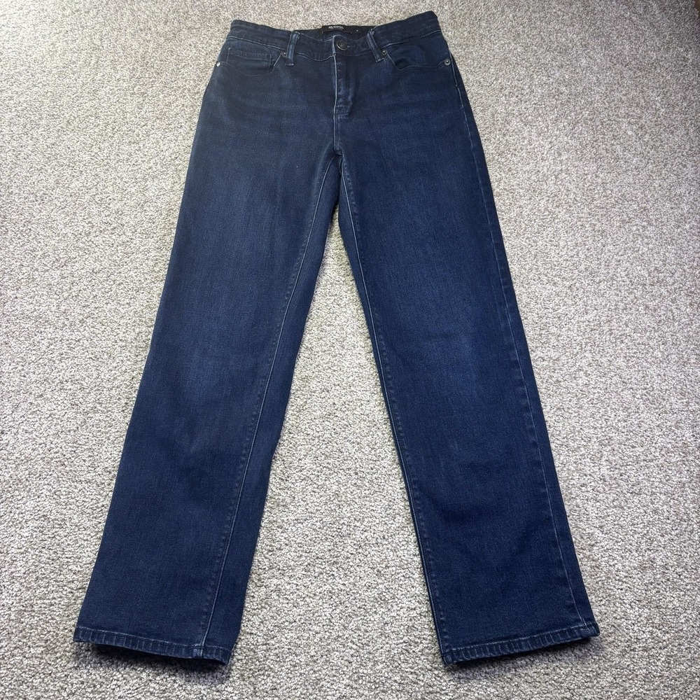 Hudson Jeans Womens 4 Blue Dark Wash Mid Rise Straight Stretch Denim H0325-01